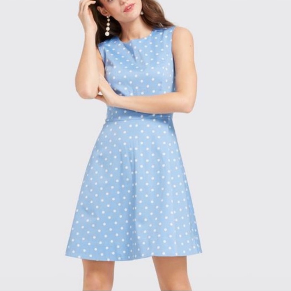 Draper James Blue Polka Dot Fit and Flare Dress (NWOT)